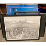 A black and white framed print of New York 44 x 57cm,