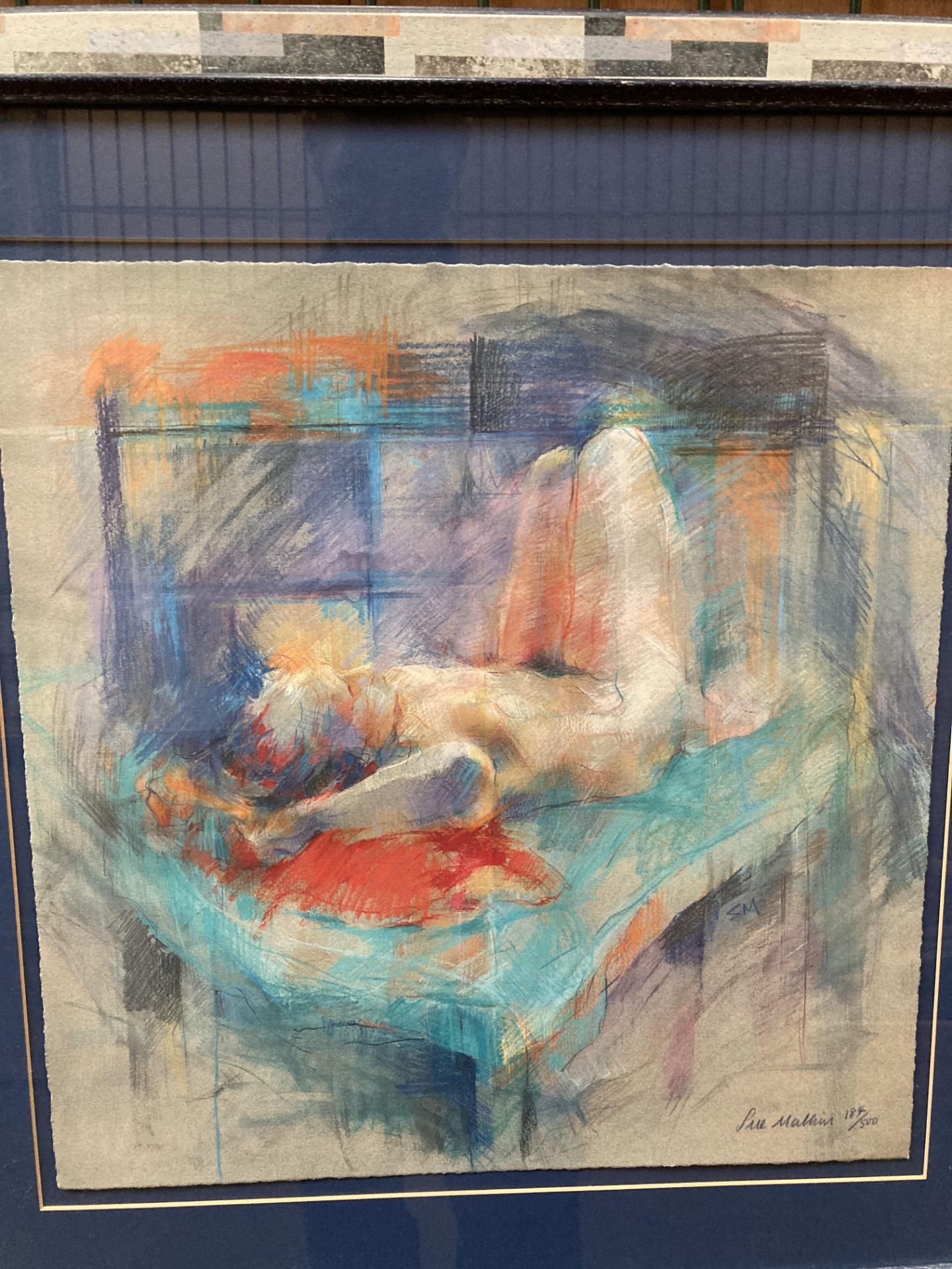Sue Malkin framed limited edition print 'nude study' 48 x 42cm signed in pencil and no: 184/500 - Image 2 of 3