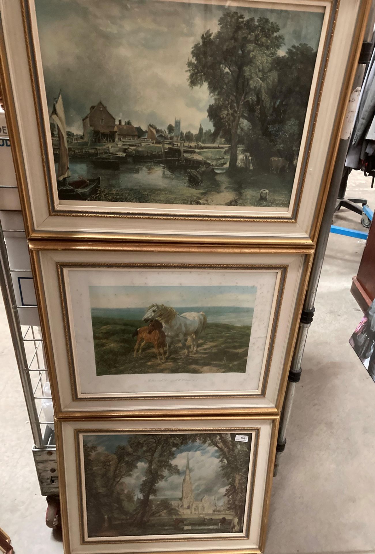 Three framed prints of famous Nineteenth Century paintings by Constable, Turner and Davies.