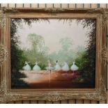 Arthur Fidler ornate framed oil on canvas 'Ballet Dancers' 50cm x 60cm signed to bottom left hand
