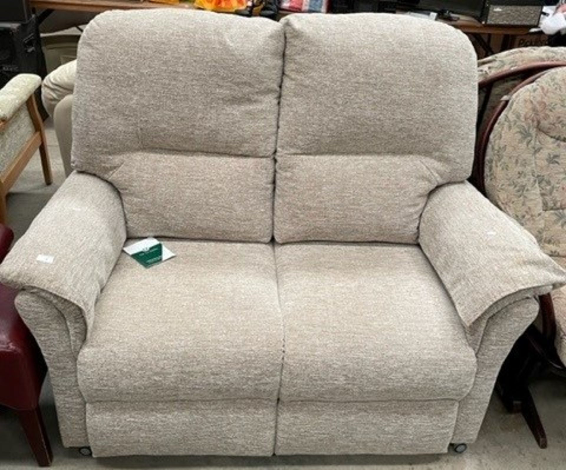 An Oaktree mobility oatmeal upholstered two seater settee - Image 2 of 2