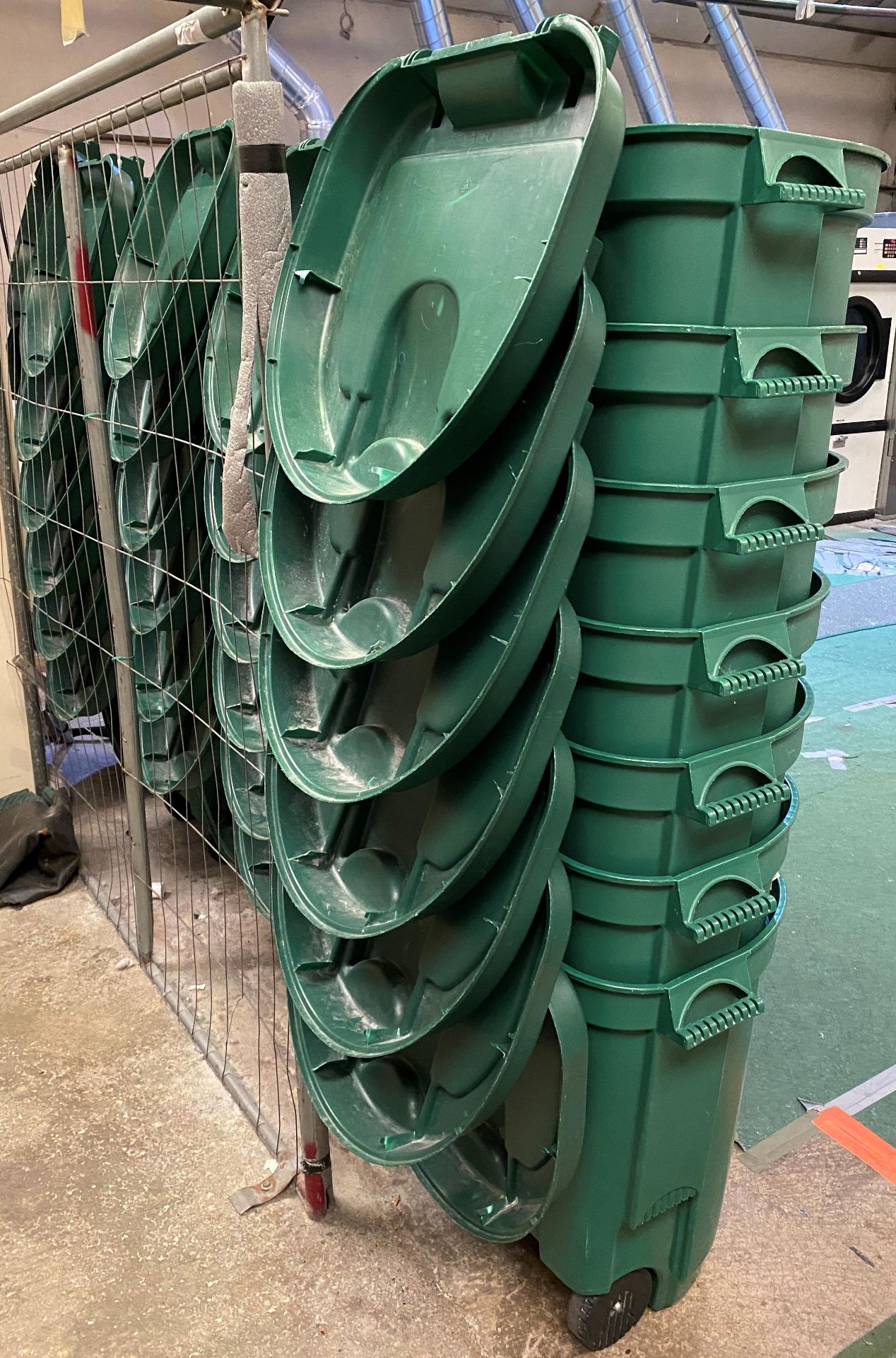 36 x EDA 110L Green Wheelie Bins - used for laundry - Image 2 of 5