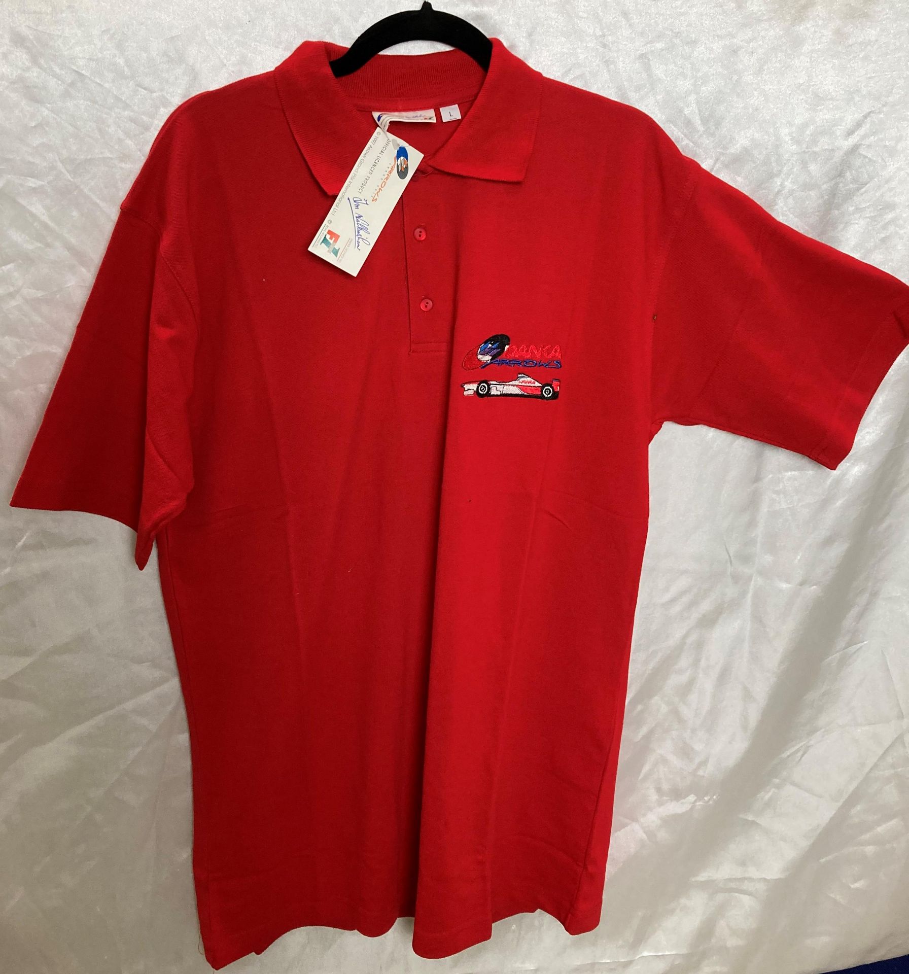 88 x assorted sized 1997 Arrows F1 Team polo shirts in red