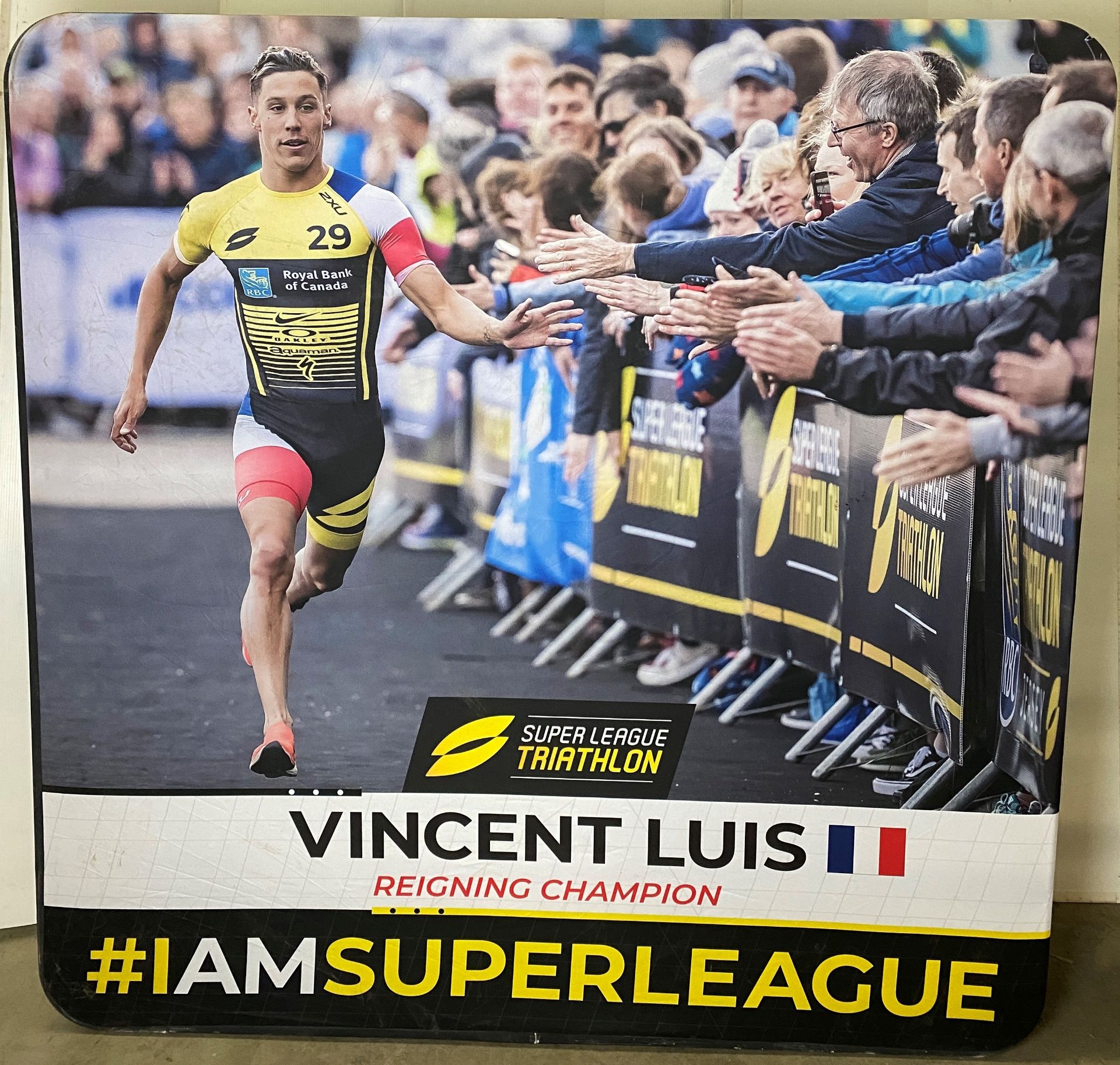 Aluminium framed "I Am Super League" canvas covered branded light box - H 200cm x L 200cm x D 41cm