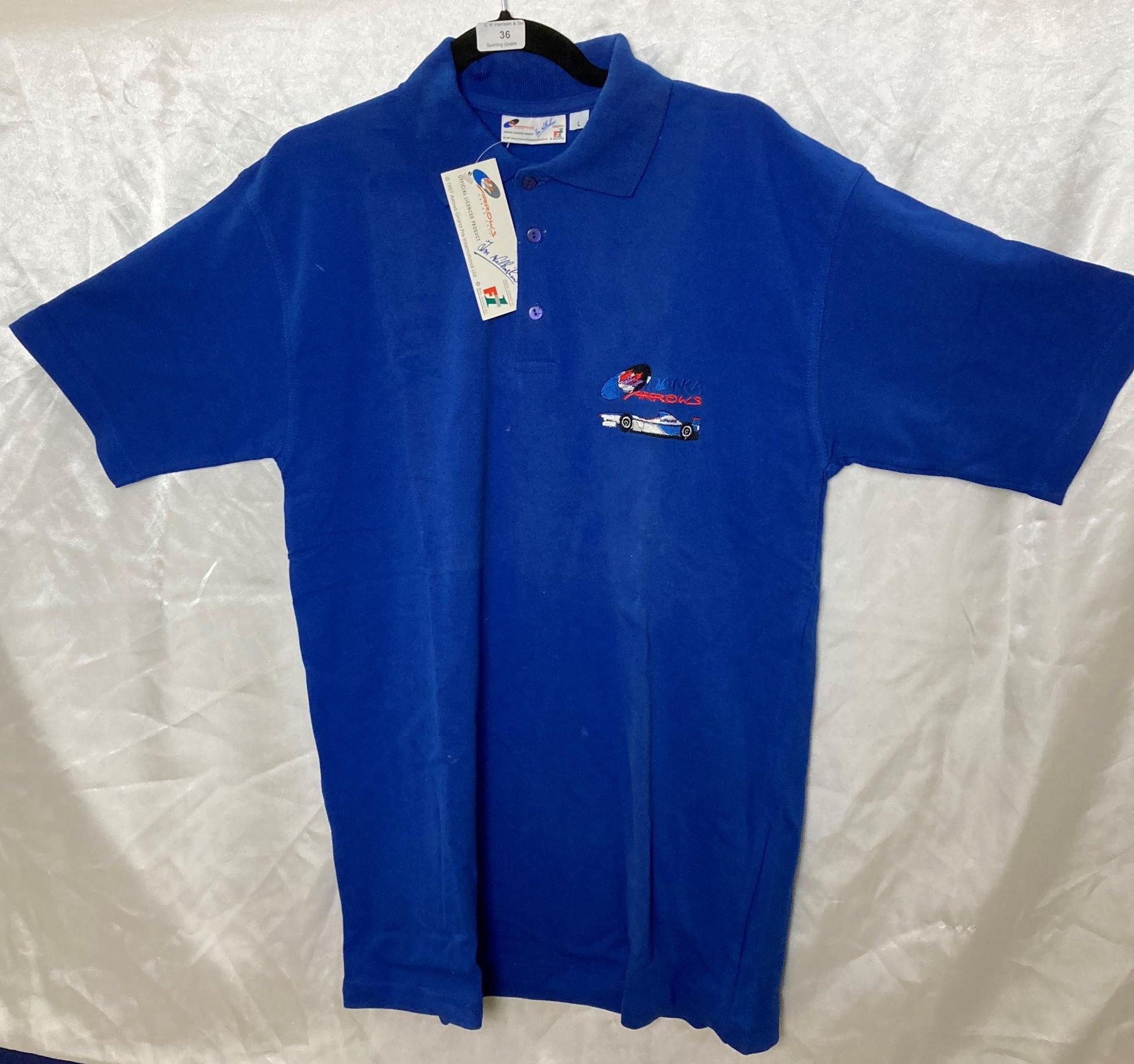 60 x assorted sized 1997 Arrows F1 Team polo shirts in blue