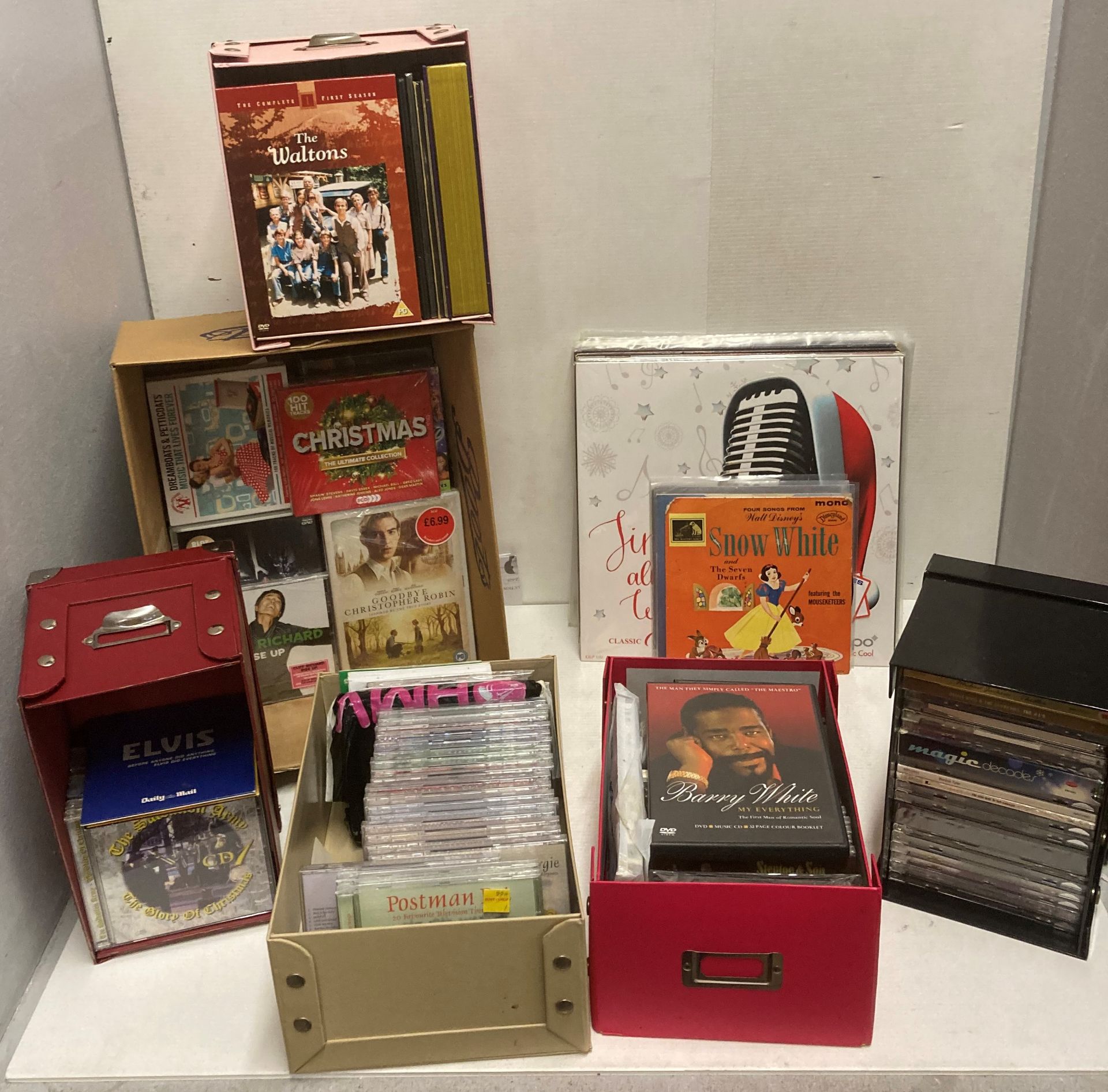 A quantity of LP's, DVD's and CD's including The Waltons, Cliff Richard, Elvis,