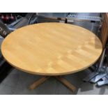 Large Circular Oak Topped 4 Leg Dining Table - 140cm Diameter