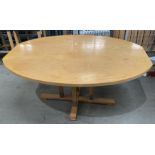 2 x Oval Oak Laminate Square Ended Dining Tables on 4 Leg Base - 100cm x 145cm