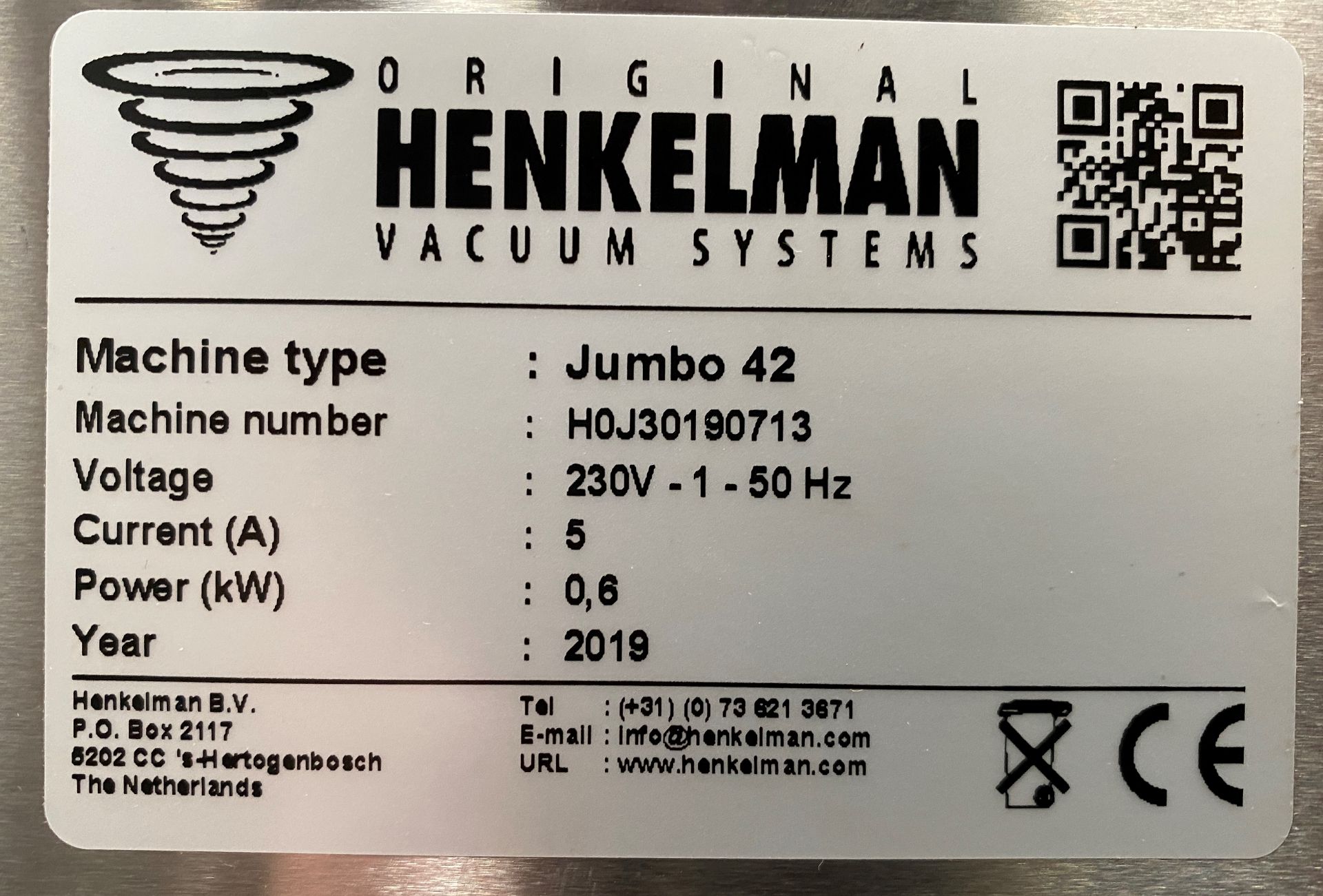 Henkelman Vacuum Systems Jumbo 42 Stainless Steel Vacuum Packing Machine (YOM 2019) and 2 Boxes of - Image 4 of 5
