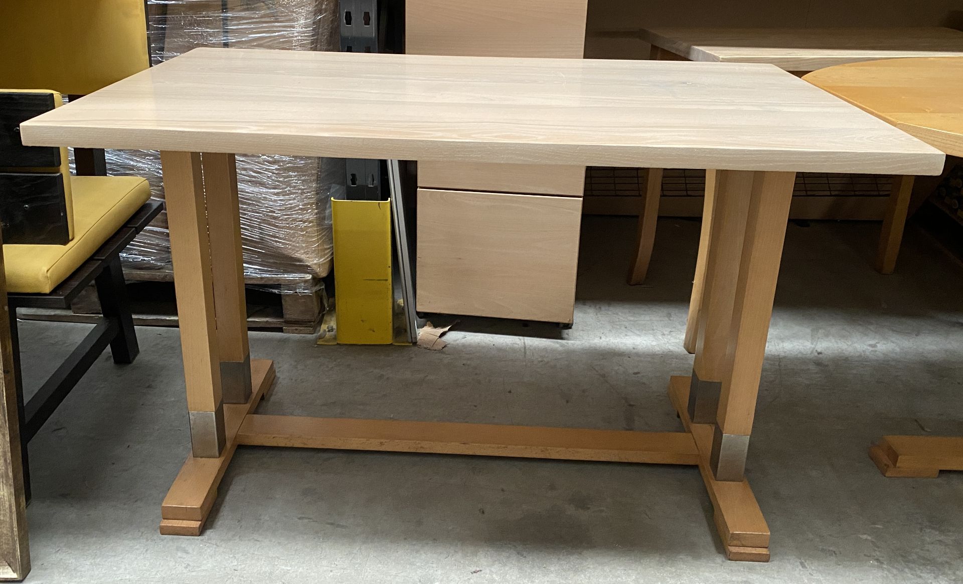 4 x Oak Laminate Rectangular Dining Tables on 4 Leg Base - 70cm x 120cm - Image 2 of 2