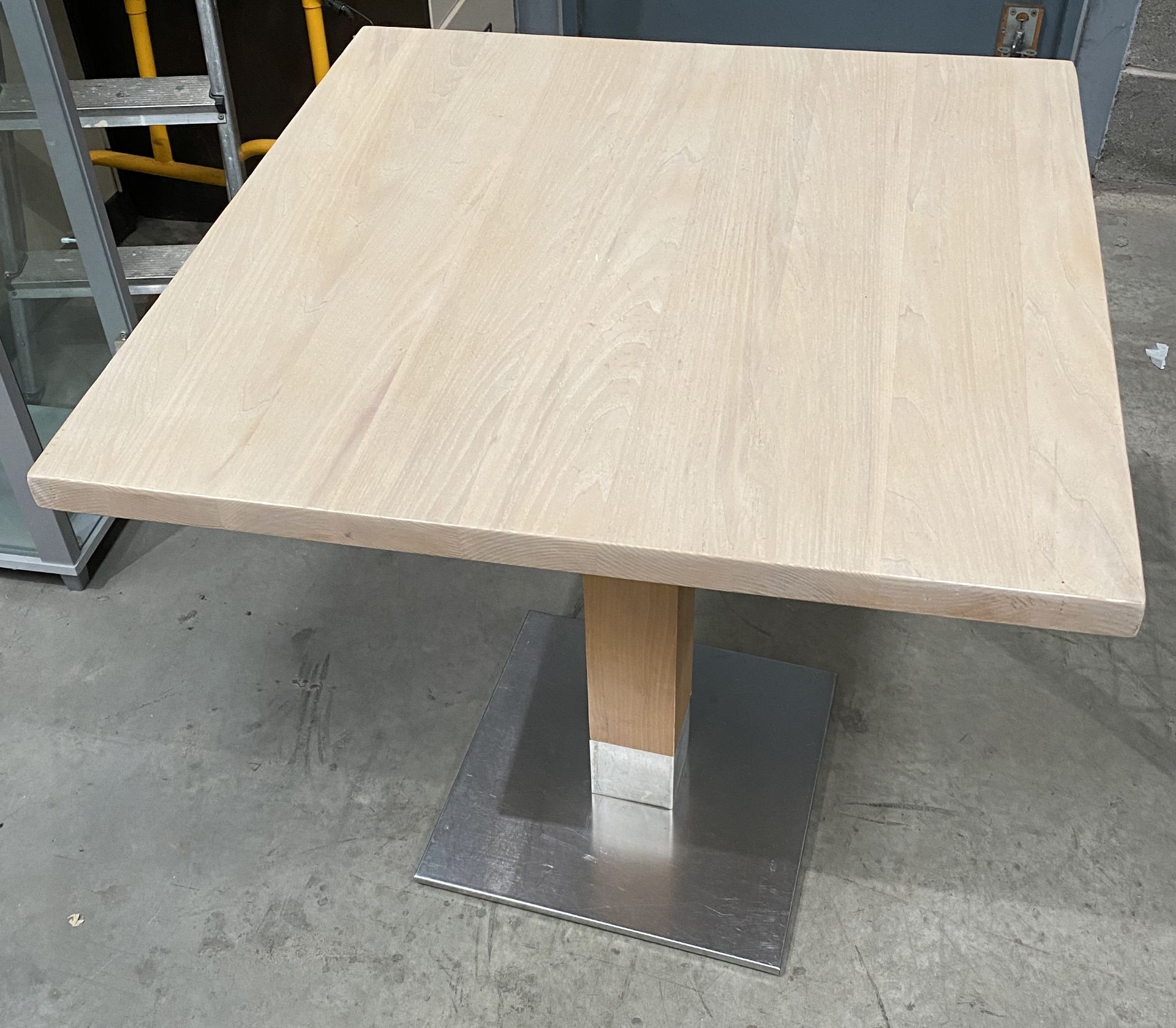 5 x Stainless Steel Based Square Wooden Dining Tables - 70cm x 70cm (75cm high) - Image 2 of 2
