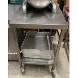 Stainless Steel 2 Tier Preparation Trolley - 55cm x 80cm and 2 x Large Aluminium Cooking Trays