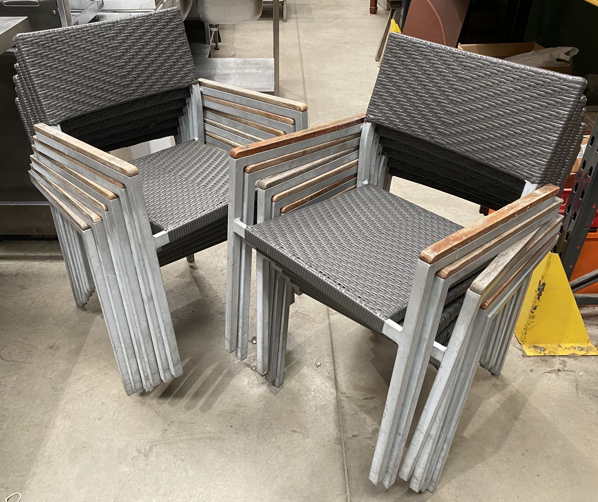 12 x Metal Framed Rattan Effect Armchairs - Image 2 of 3