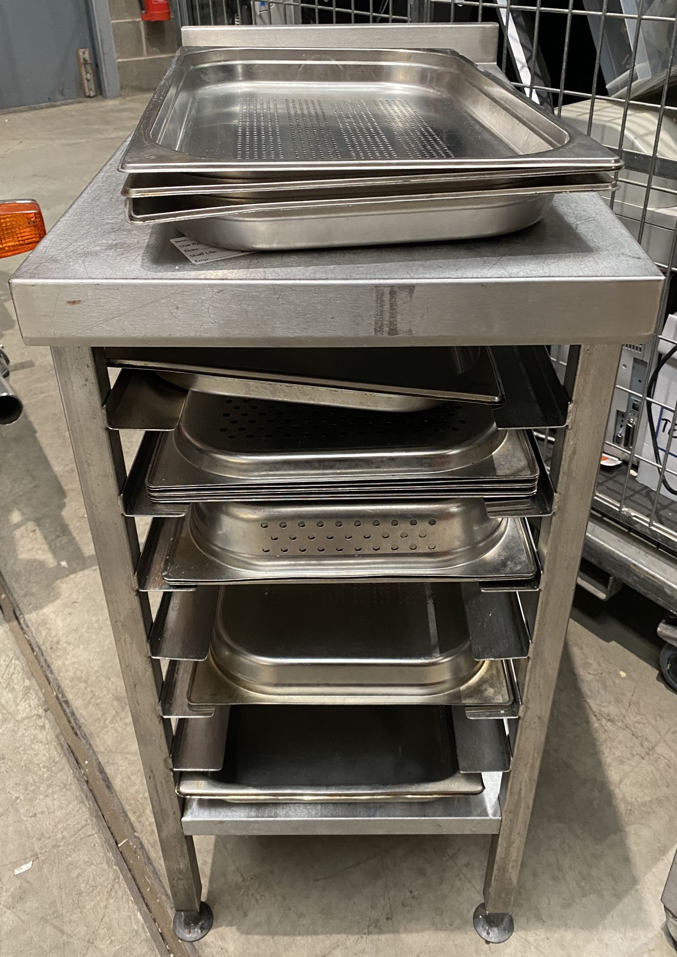 Stainless Steel 7 Rack Preparation Table - 42cm x 74cm - Complete with 14 x Assorted Steamer and