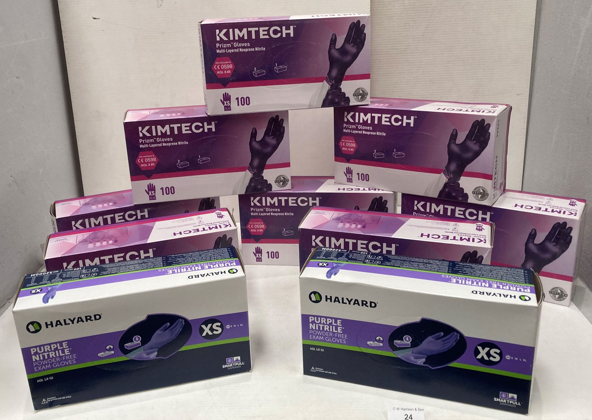 10 boxes of Kimtech purple Nitrate examination gloves - size XS (T01)