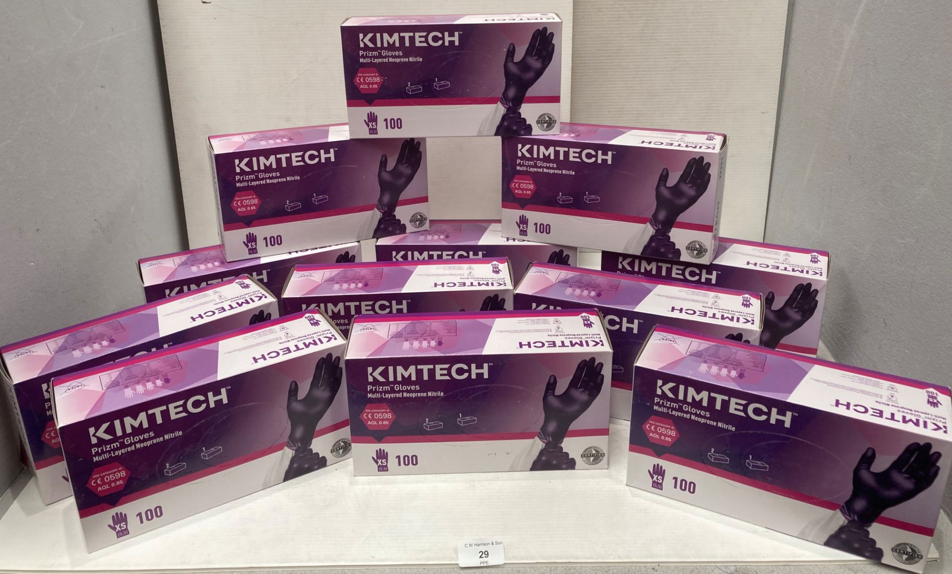 12 boxes of Kimtech Prizm gloves - size XS (T01)