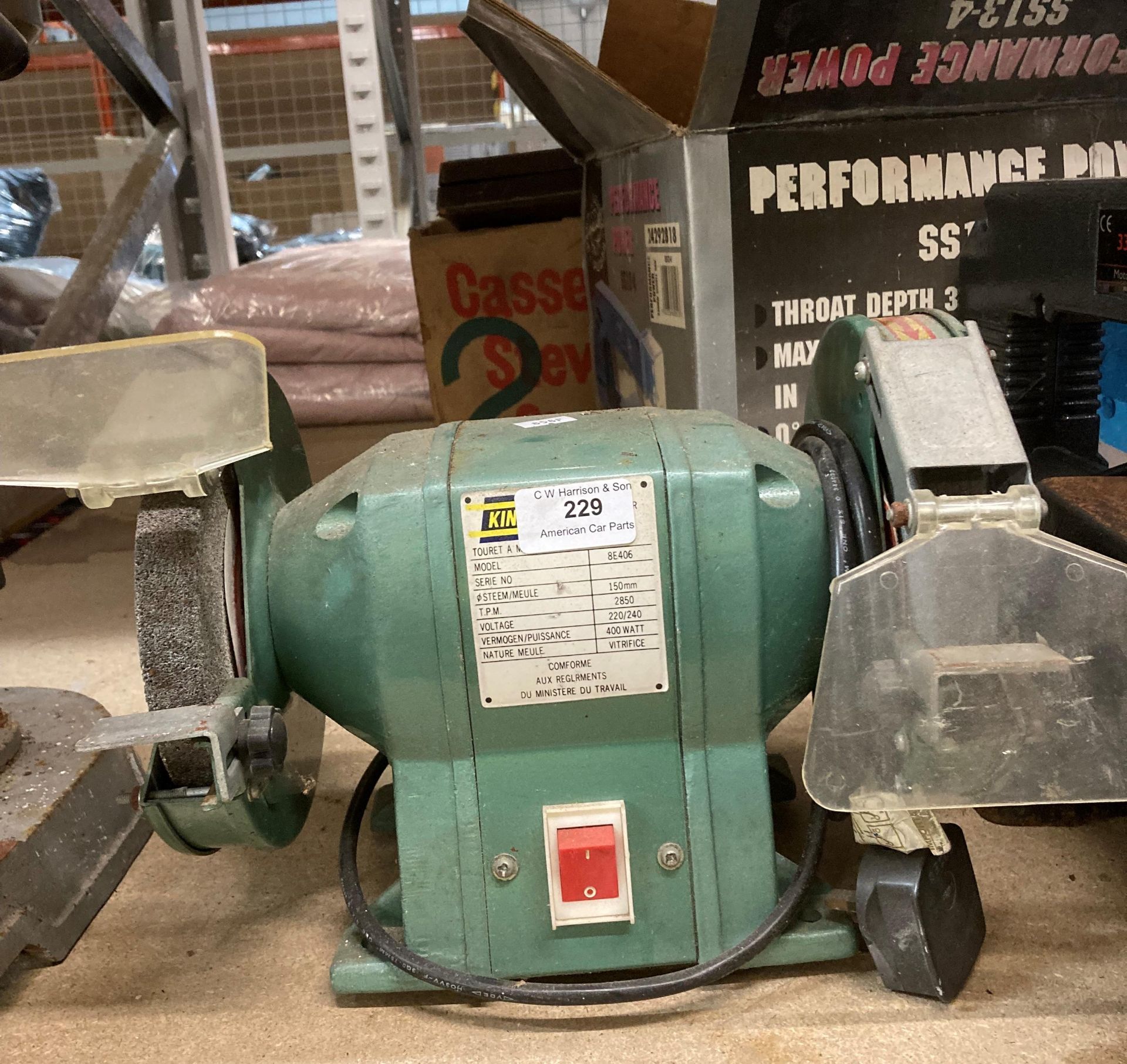 Kinzo double headed bench grinder,