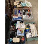 Contents to 6 boxes of assorted software, new blank hard disks, mini disks, CD-R, circuit boards,