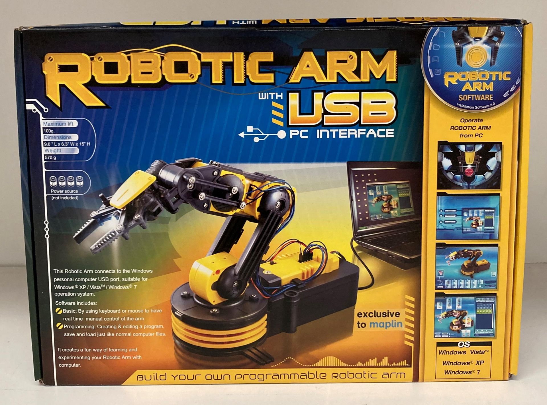 Build Your Own programmable robotic arm with USB PC Interface,