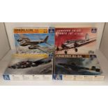 Four assorted 1:72 scale model aircraft by Italeri including Junkers JU-86 No: 120, Junkers JU-52,