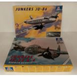Two assorted Junkers model aircraft JU-86 No: 029 JU-88 A-L No: 018 1:72 scale by Italeri (S1T1)