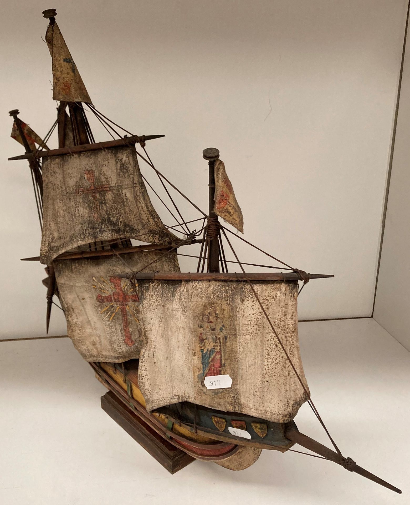 Wooden scale model ship on stand - no name approximately 60cm long x 54cm high and two assorted - Image 3 of 4