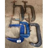 Five assorted G clamps by Record, Paramo, Laser No's: 8, 6,