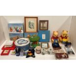Contents to box - twenty three assorted items (mainly Winnie The Pooh) including stationery sets,