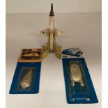 Diecast metal model of a rocket and two diecast metal models of Dark Star and Spinner Car (3)