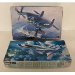 Two assorted model aircraft XF5U-1 Flying Pancake 1:72 scale No: 51563 by Hasegawa hobby kit and a