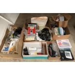 Contents to three boxes - assorted computer accessories including Atari cables,