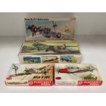 Four assorted 1:72 scale model kits Arado AR234 "Blitz" Jet Bomber and a Dornier DO 17Z-2 medium