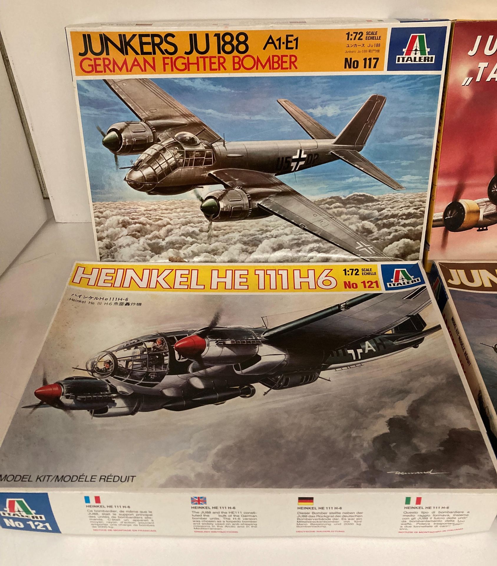 Four assorted 1:72 scale model aircraft by Italeri including Junkers JU-86 No: 120, Junkers JU-52, - Image 2 of 3