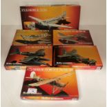 Six assorted 1:72 scale model aircraft's by Heller Humbrol including Messerschmitts, Arado, Heinkel,