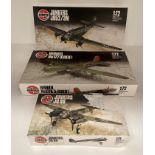 Three assorted Airfix model aircraft including Heinkel HE177 (Grief) 1:72 scale No:05009,