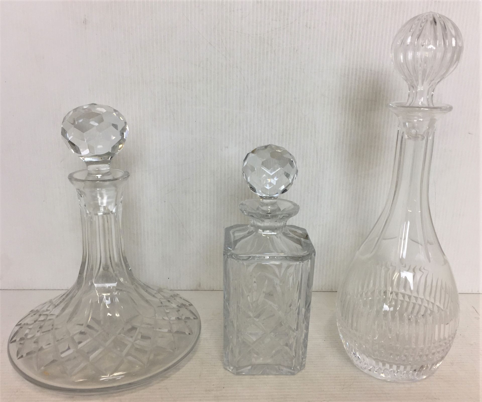 Three cut-glass crystal decanters- ships,