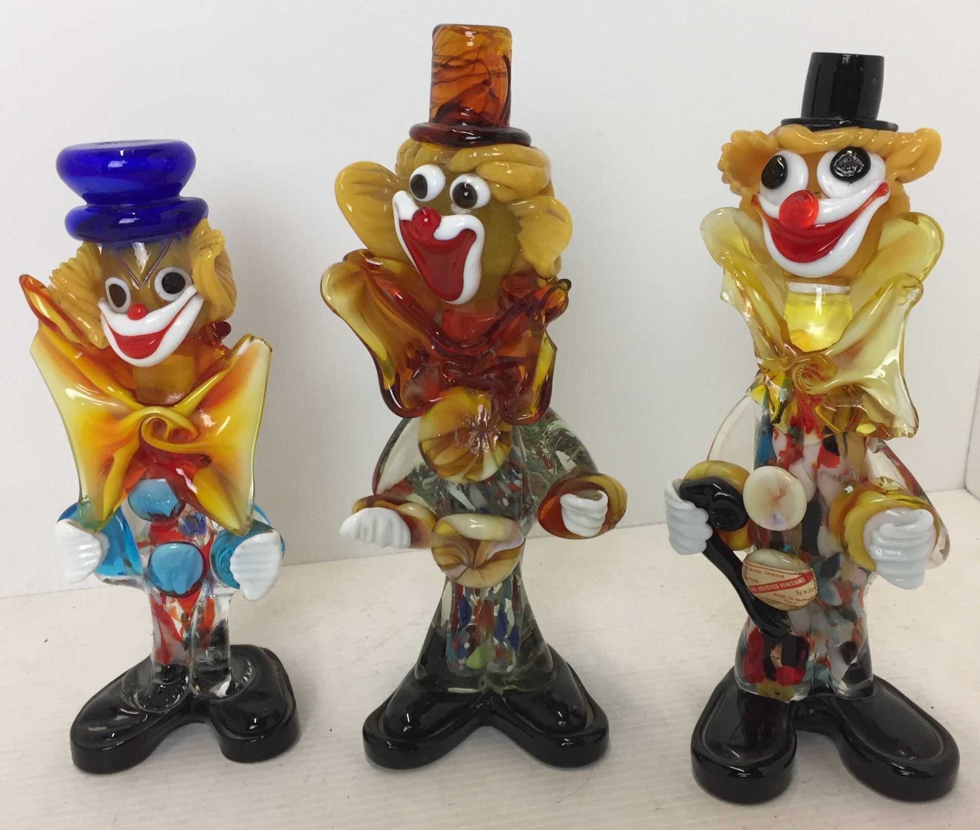 Three Murano Venetian glass clowns (damage to all three bow ties) AA08