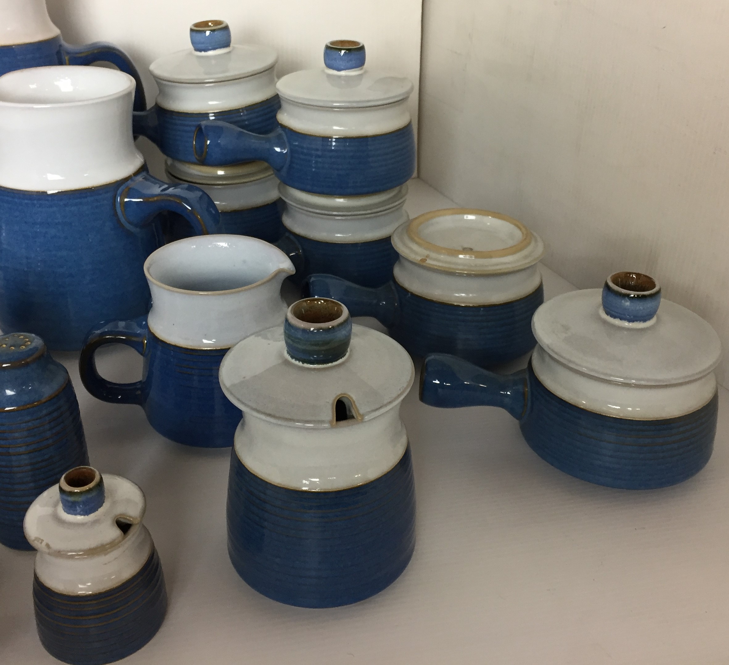 Thirty five pieces unmarked blue & white stoneware including ten cups and saucers, - Image 4 of 4