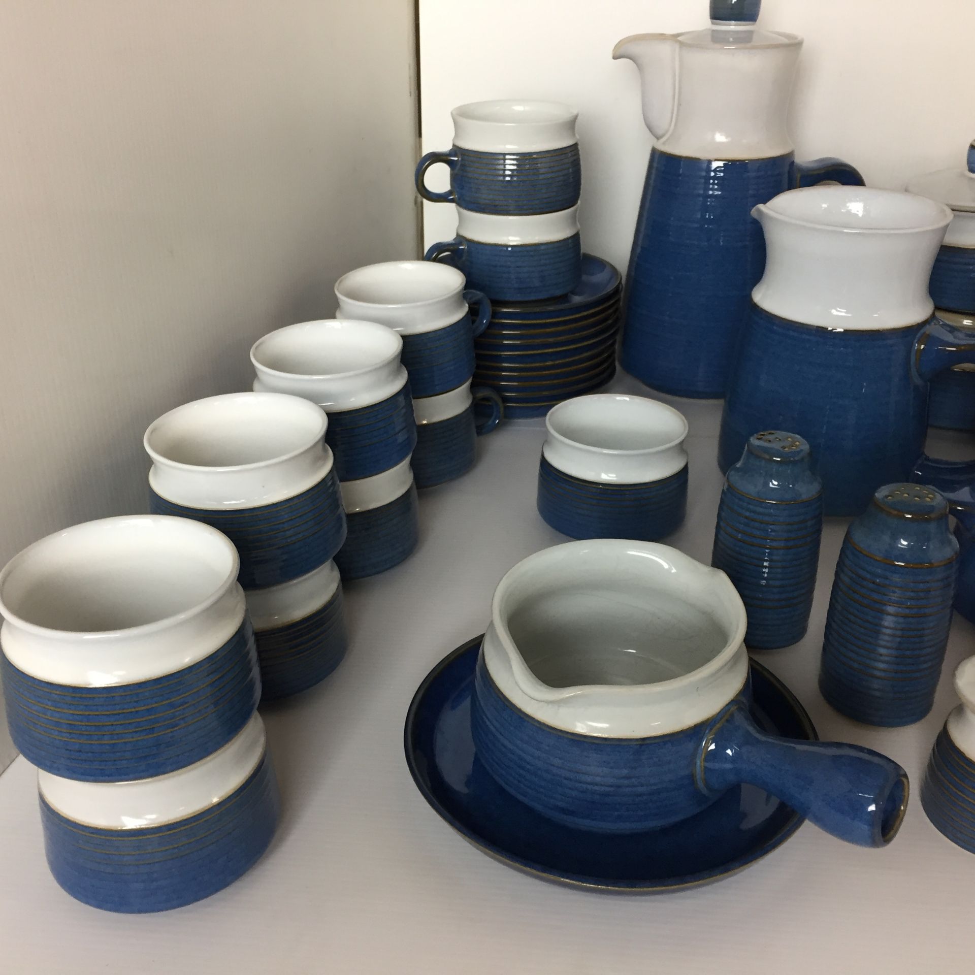 Thirty five pieces unmarked blue & white stoneware including ten cups and saucers, - Image 3 of 4