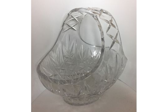 Eight pieces of cut glassware including large basket 30x21x28cm high, - Image 2 of 4