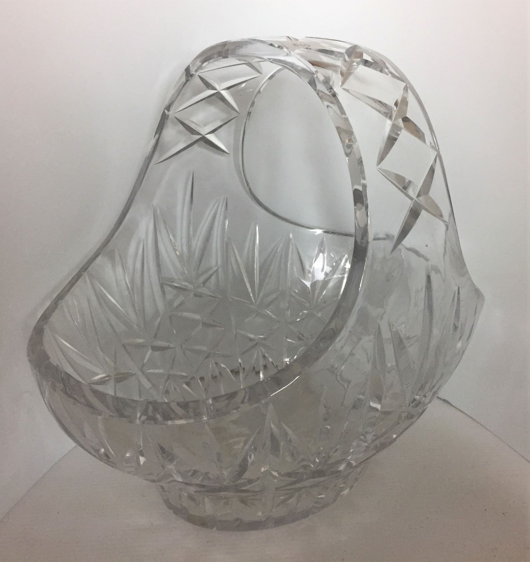 Eight pieces of cut glassware including large basket 30x21x28cm high, - Image 2 of 4