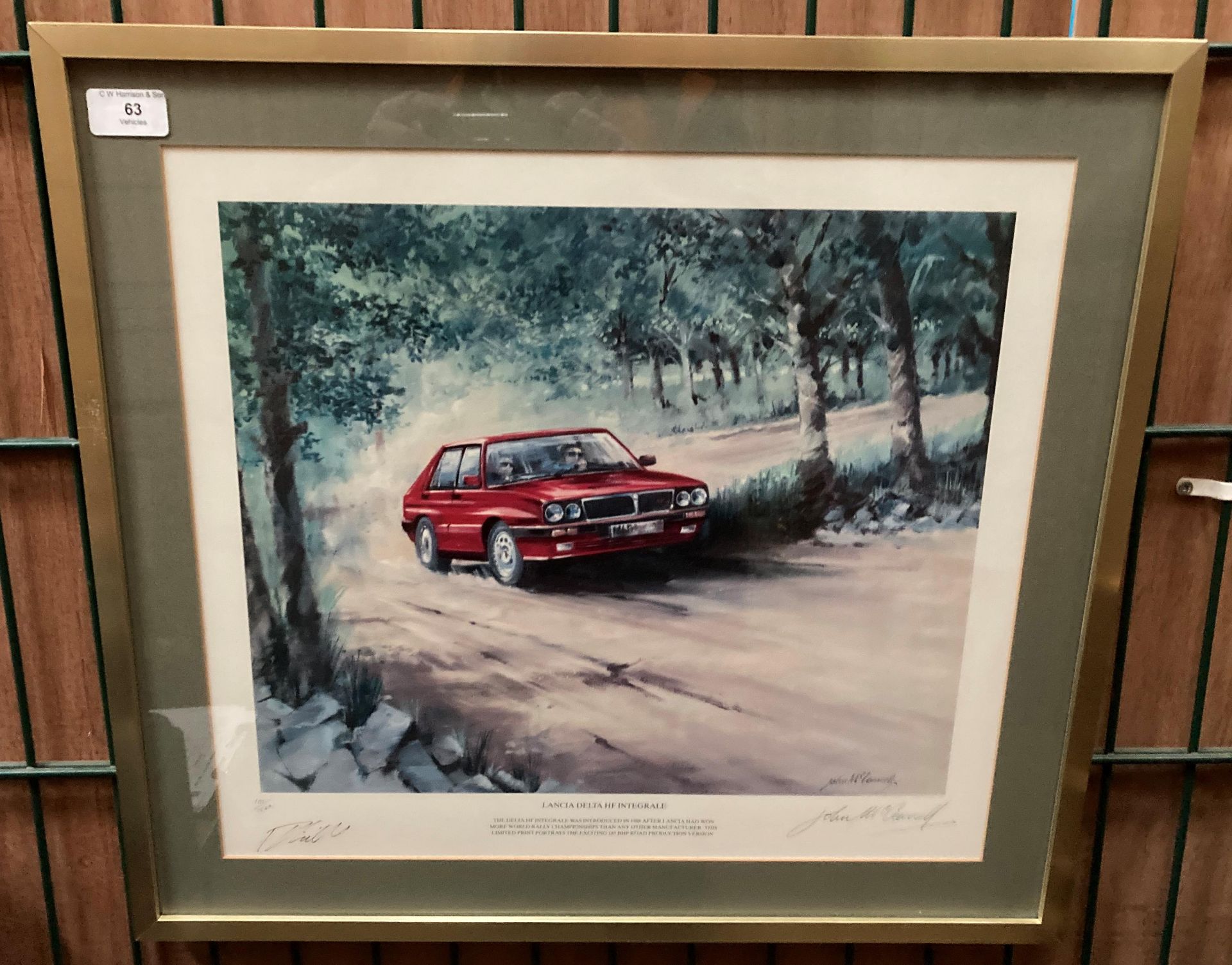 John McConnell signed in pencil Limited Edition print 'Lancia Delta HF Integrate' no 101/1500,