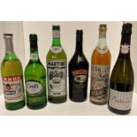 Six various bottles including 75cl bottle of Pernod , 750ml bottle of Croft Original Sherry,