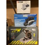 Woodstar MC06 pull down angle grinder 240v boxed and a Kinzo 600w electric surface planer 240v and