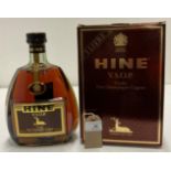 A one litre bottle of Hine V.S.O.P Vielle Fine Champagne Cognac in presentation box.
