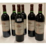 Six 75cl bottles of 1981 Calvet Reserve Bordeaux red wine.
