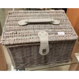 An M&S grey painted wicker basket - 42cm x 32cm x 26cm deep