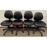 4 x Black Vinyl Adjustable Swivel Chairs on 5 Star Bases with Castors.