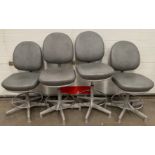 4 x Grey Vinyl Adjustable Swivel Chairs on 5 Star Fixed Bases with a Circular Chrome Foot Rest