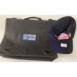 Reims Rallye de Monte Carlo dark blue cap and a Torquay to Chester 2004 Rally canvas briefcase.